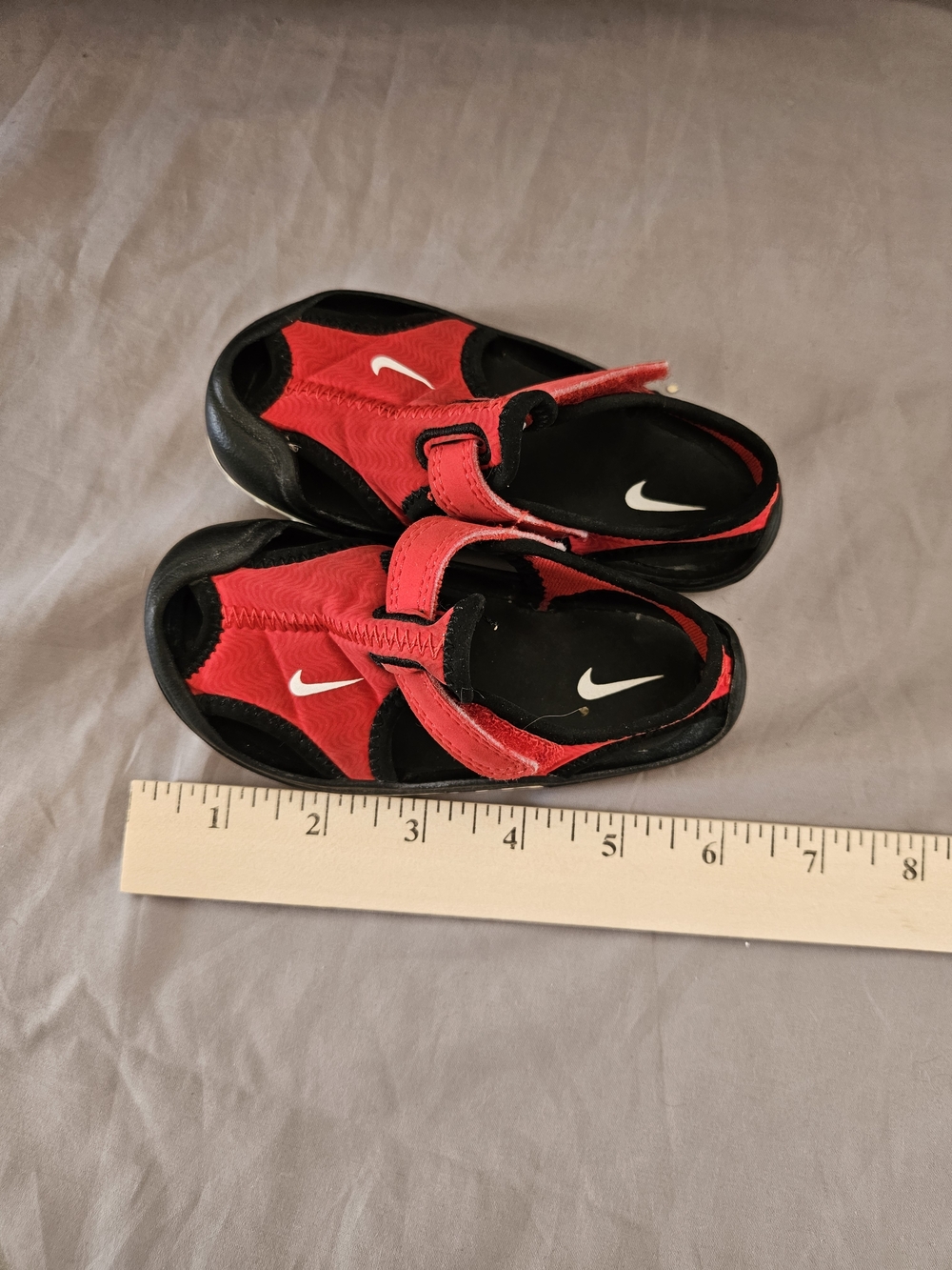 Nike Kids Red and Black Slip-On Water Sandals